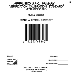Grade A UPC barcode calibration card