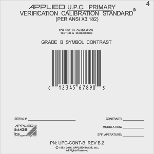 UPC B grade contrast calibration card