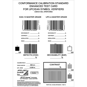 UPC barcode verifier test card NIST calibrated